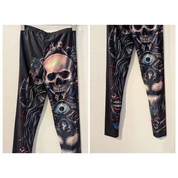 Women's Skull Gothic Leggings  Sz XS - Picture 4 of 9